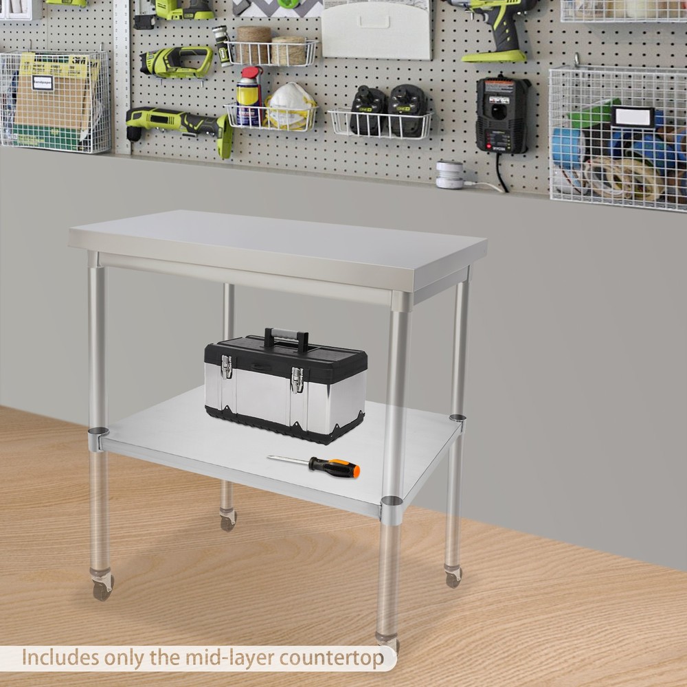 Stainless Steel Table, Adjustable Lower Shelf, Under Shelf for Work Tables