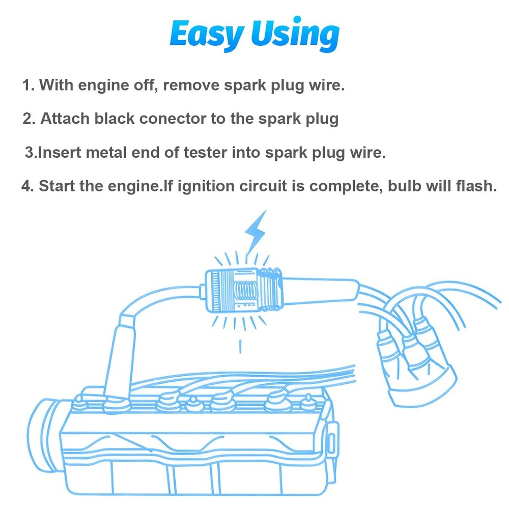 Car Inline Spark Plug Tester Vehicles Straight Boot Engine Ignition Coil Tester
