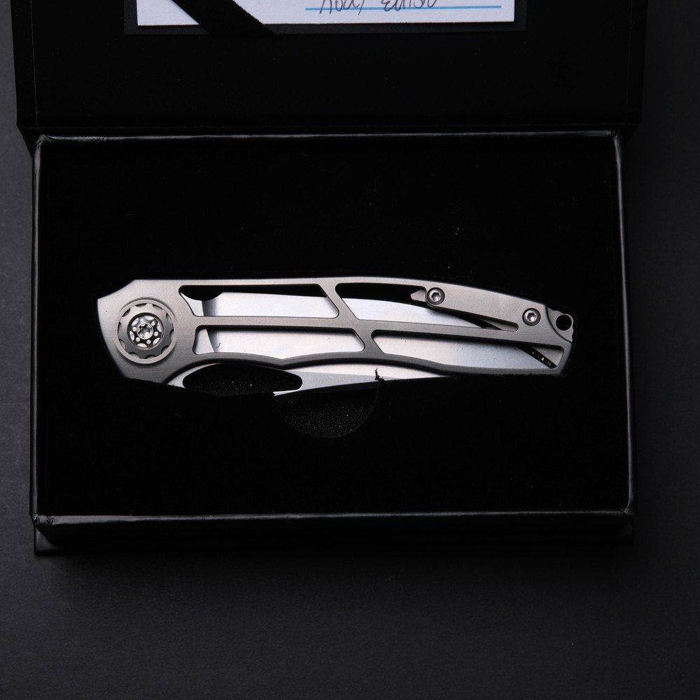 Eutsler Custom Knives DUK - Skeletonized Titanium / Windowed CPM154 Blade