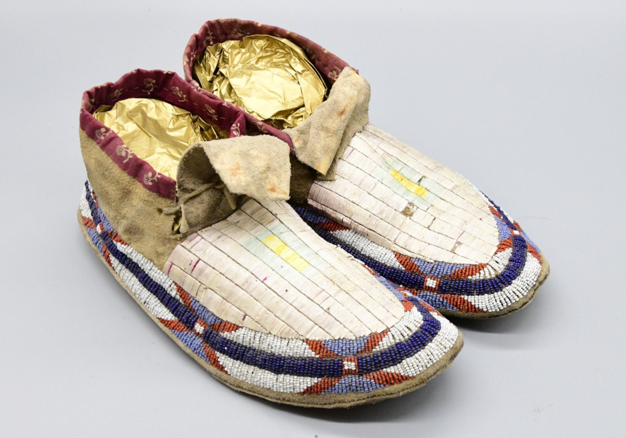 Sioux Quill and Beaded Moccasins Native American