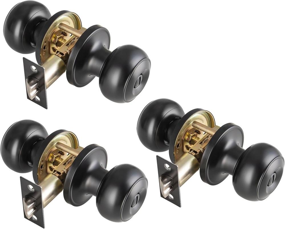 8 Pack Black Door Knobs Interior Keyless, Door Knobs for Bathroom & Bedroom