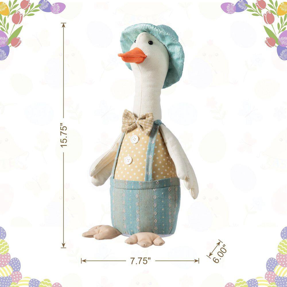 15.75 In. H Easter Fabric Boy Duck Figurine