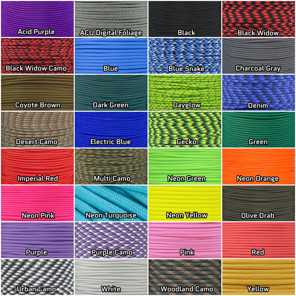 550 Paracord Rope Mil Spec Type III 7 Strand Parachute Cord 50 100 250 ft - Lot