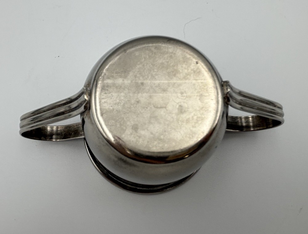 Vintage Silverplate Double Handled Duck Baby Cup Nursery Keepsake Gift Decor