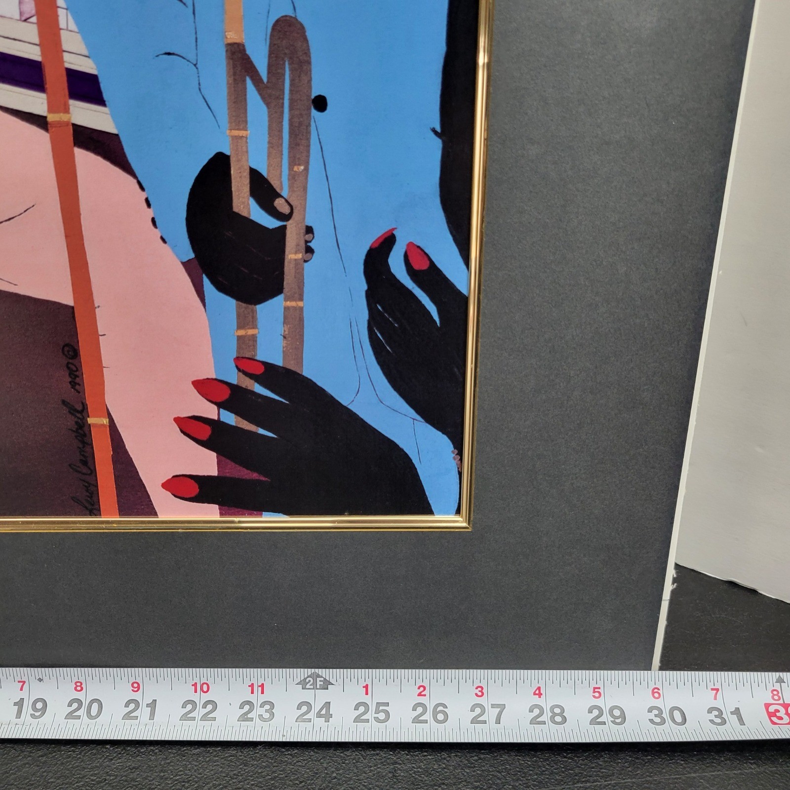 Leo Campbell "Bop" Jazz Band Musicians Art Print 1990 Foam Mounted 30" x 26"