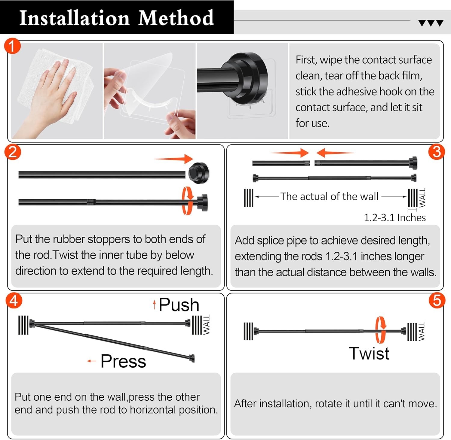 Versatile Stainless Steel Shower Curtain Rod 28.4-51.1in Perfect for Homes