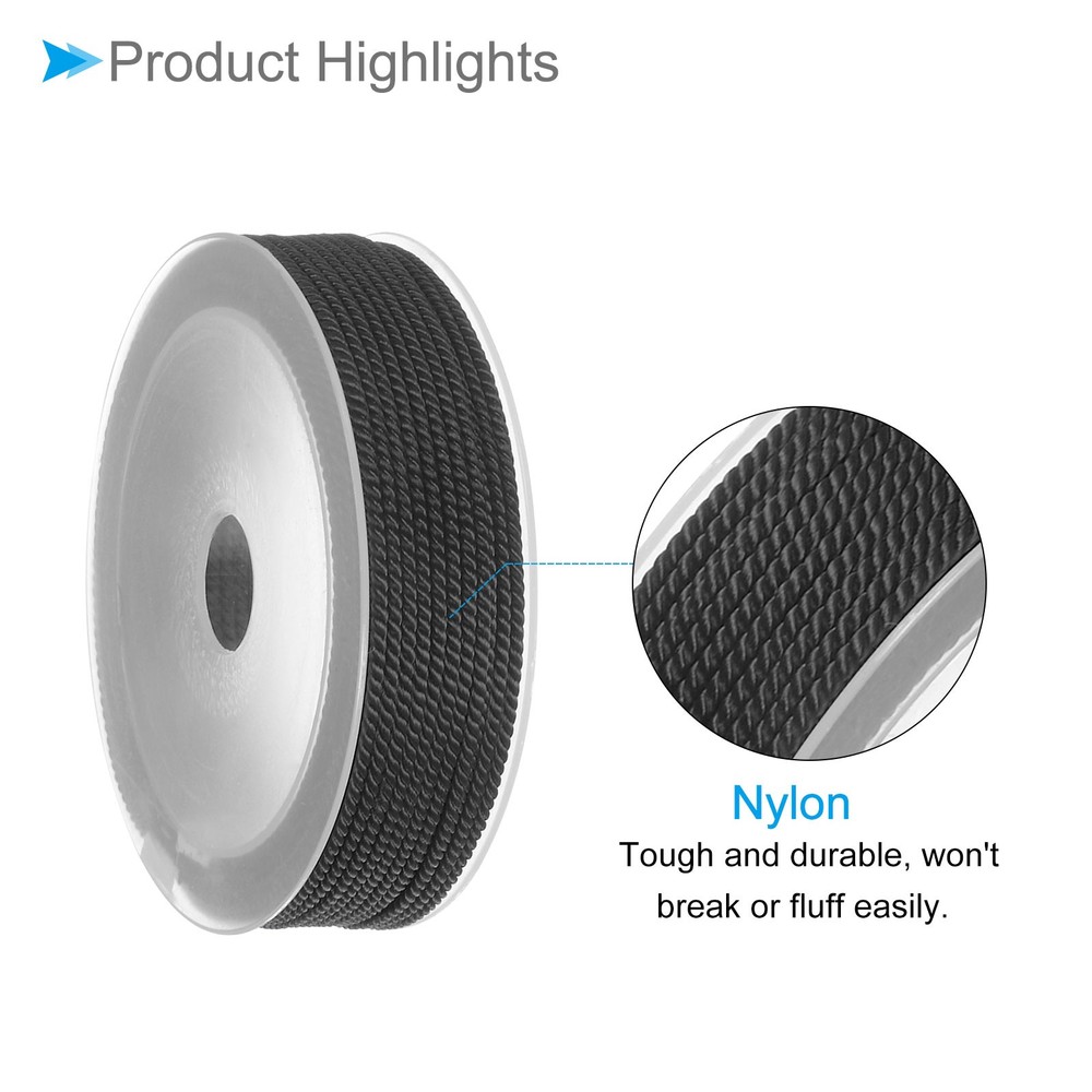 Nylon Thread 2mm 13m String for DIY Craft Black Braided Nylon String