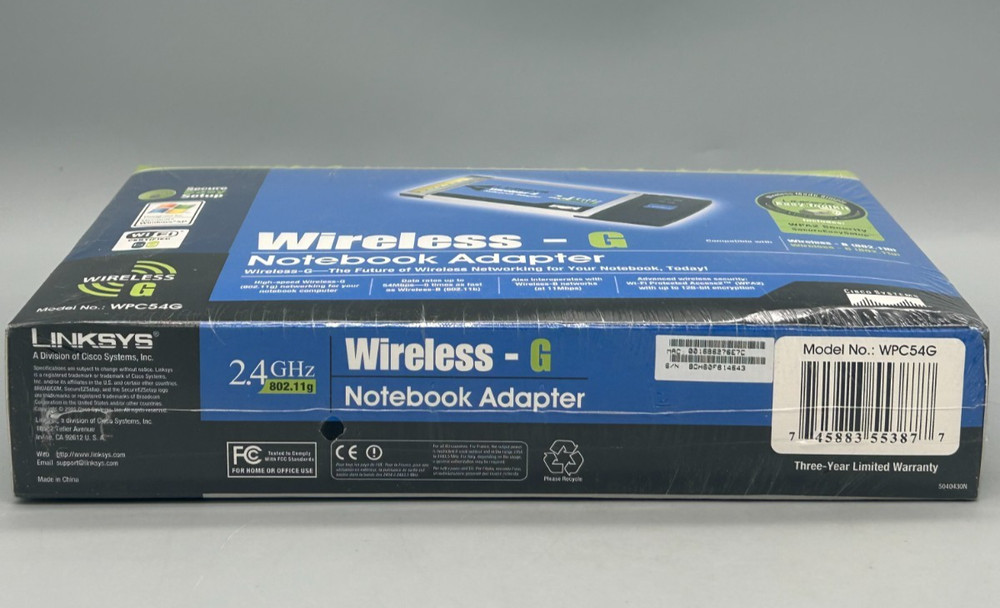 Linksys Wireless-G Notebook Adapter (WPC54G) - Sealed