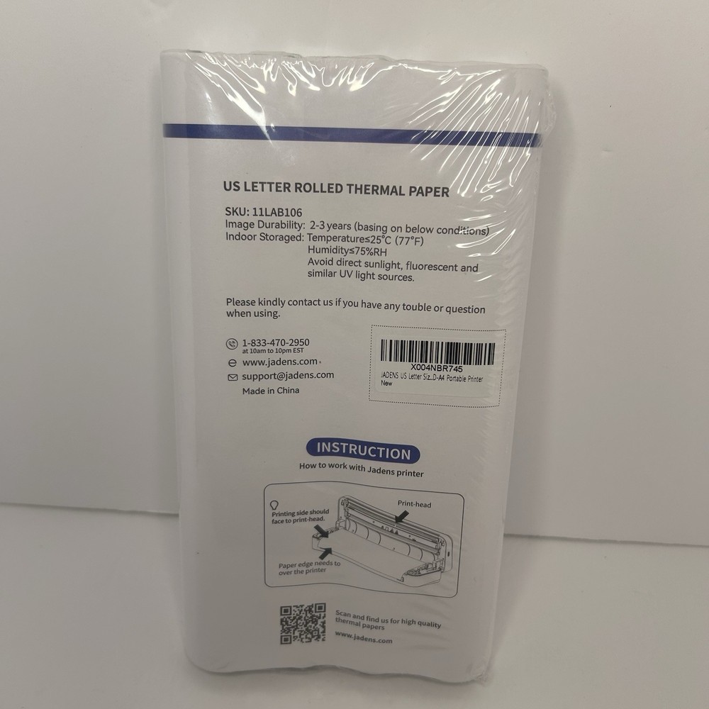 JADENS US Letter Size Quick-Dry Thermal Printer Paper 4 Rolls, Quick-dry