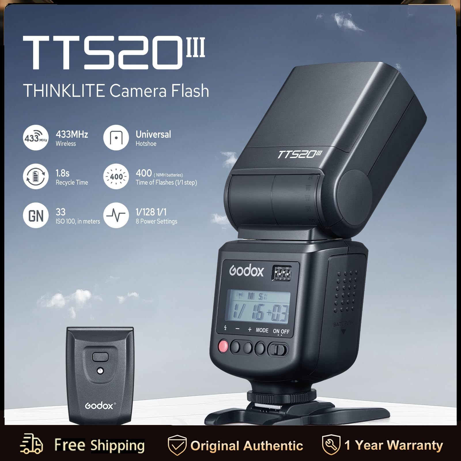 Godox TT520III Camera Flash for Sony Canon Nikon Panasonic Olympus Pentax