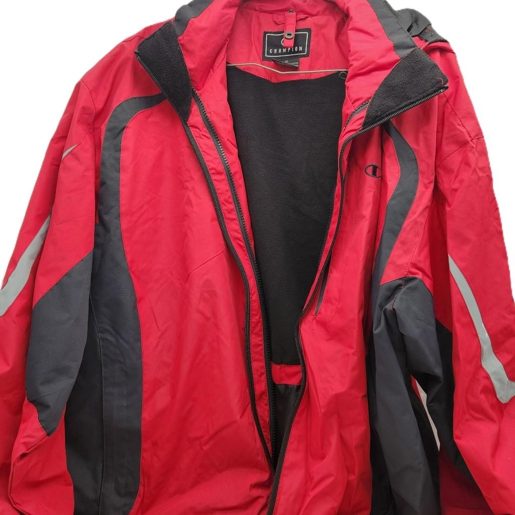 Champion Winter Ski Jacket Detachable Fleece Lining - Red & Black Size XL