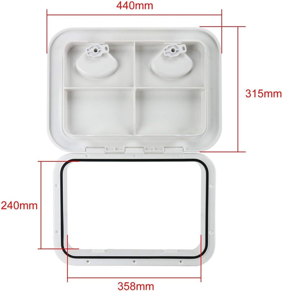 White Marine Deck Access Hatch 17.3“×12.4" Boat Hatch & Lid Rectangle Deck Hatch