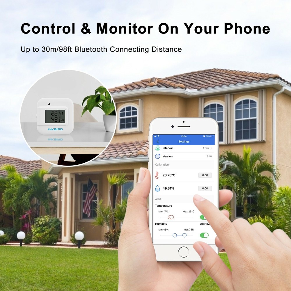 Bluetooth Temperature Humidity Thermometer Data Loggers IBS-TH2 External Probe