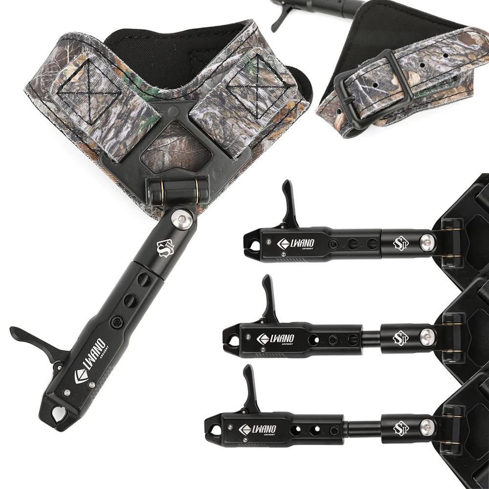 Archery Compound Bow Release Aids Trigger 360° Adjustable Wristband Release A...