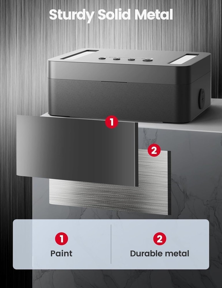Metal Time Lock Box, Phone Lock Box with Timer, Timed Locking Safe, Self-Cont...