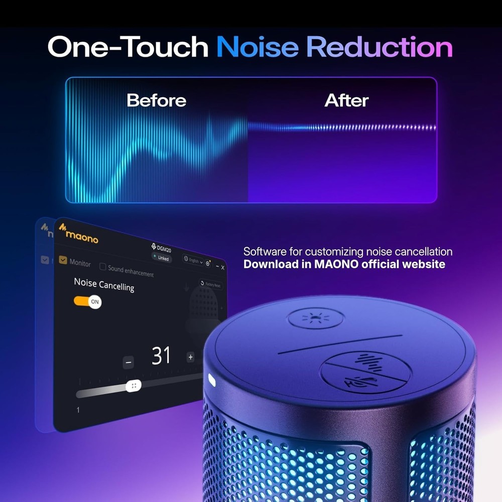 Dynamic USB Condenser Microphone with Adjustable Gain & Boom Stand for Streaming