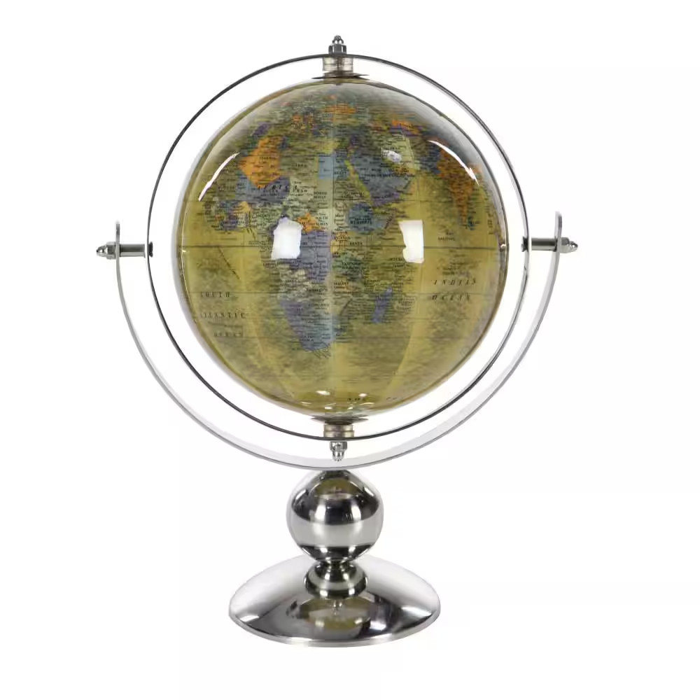 11 In. Silver Stainless Steel Decorative Globe