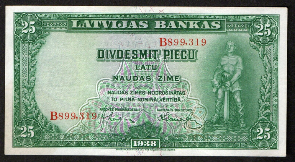 Latvia 25 Lats 1938 AU
