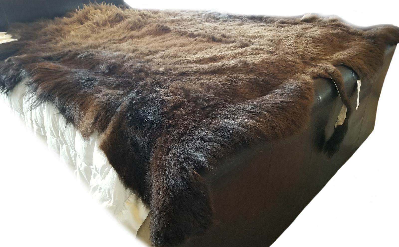 Buffalo Hide Rug, 'Large' Premium Winter Coat Tanned Bison Rug, Made In The USA