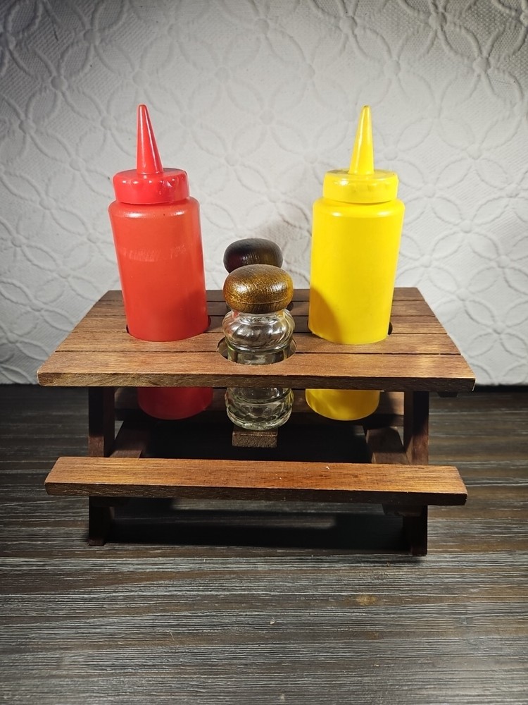 Vintage Picnic Table Condiment Holder