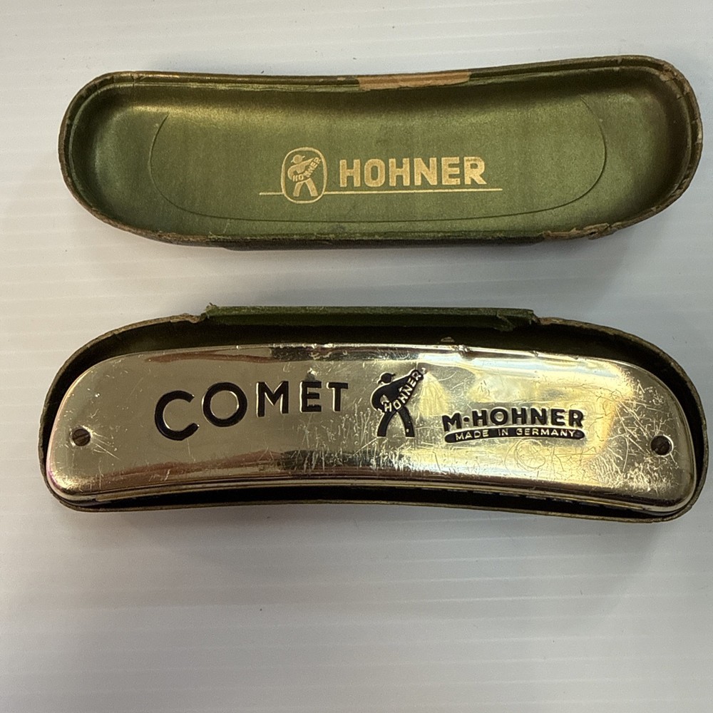 Hohner Comet Harmonica Harp Green Case Likely 1930s