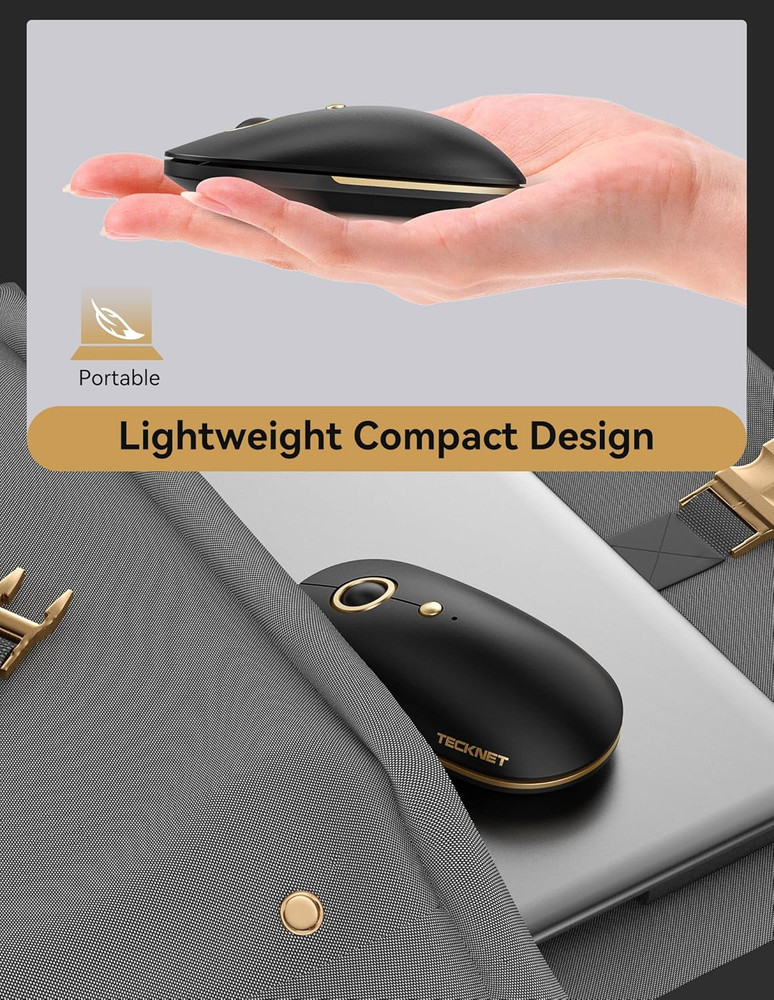 TECKNET Computer Mouse, 2.4Ghz Silent USB-A Wireless Mouse, 4800 DPI Ambidextrou