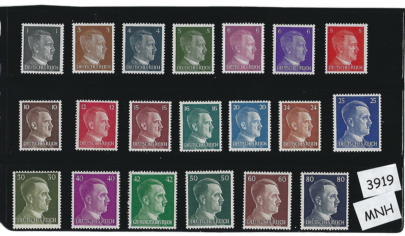 MNH stamp set / 20 Adolf Hitler stamps / Third Reich / WWII Germany / 1941-1944