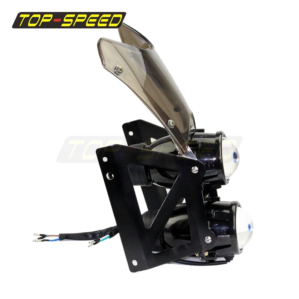 Universal Motorcycle E-mark Streetfighter Dual Headlight Assembly w/ Windscreen