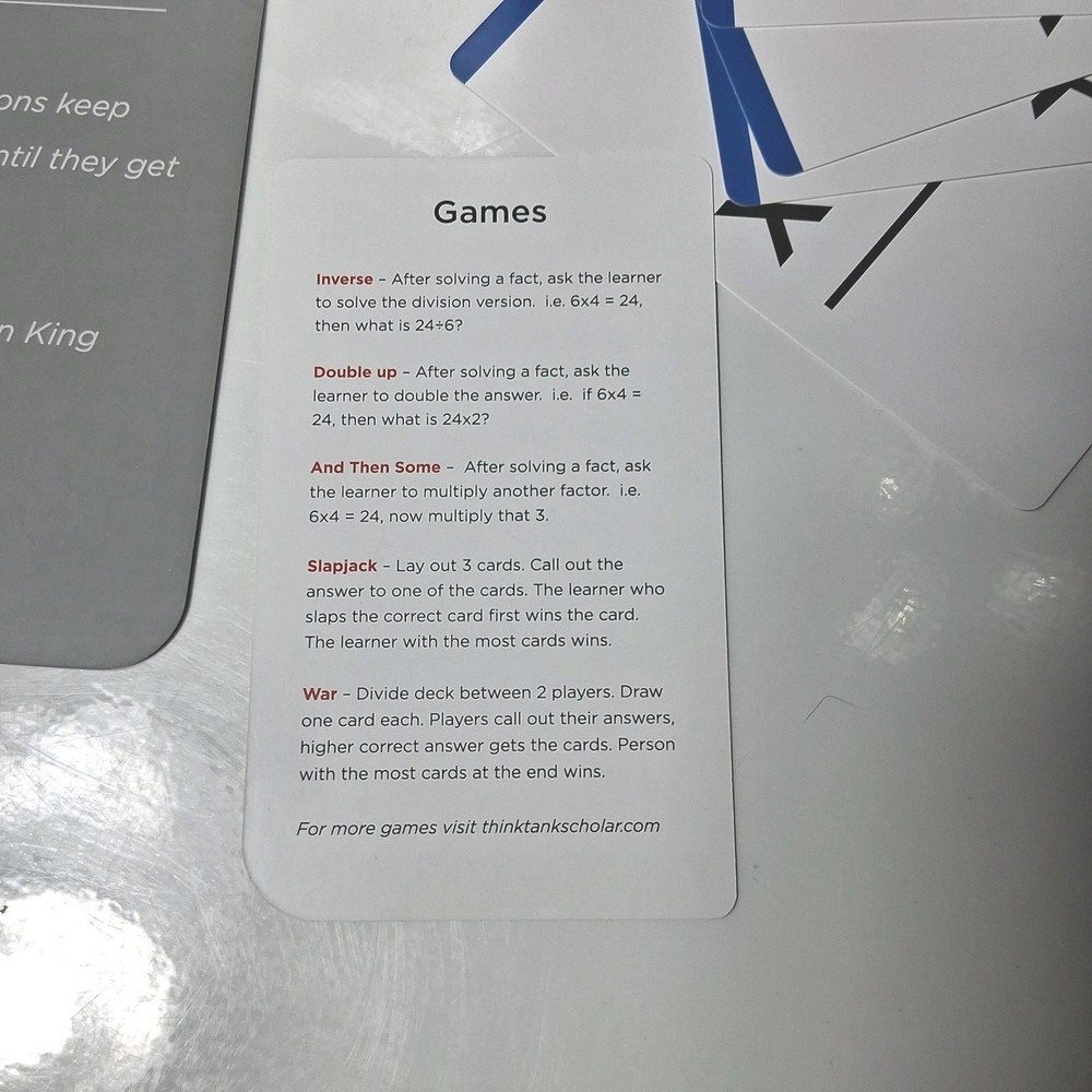 Think Tank Scholar 173 Multiplication Flash Set Games & Teaching Methods
