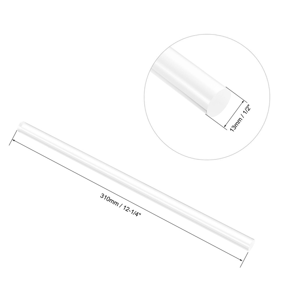 Acrylic Round Rod Clear 1/2" x 12-1/4" Solid Plastic PMMA Bar Stick