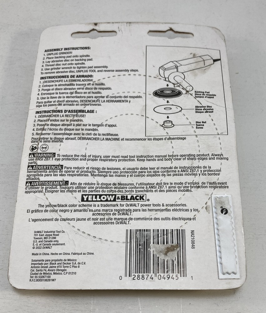 DeWalt 4-1/2" Rubber Backing Pad & Nut DW4945