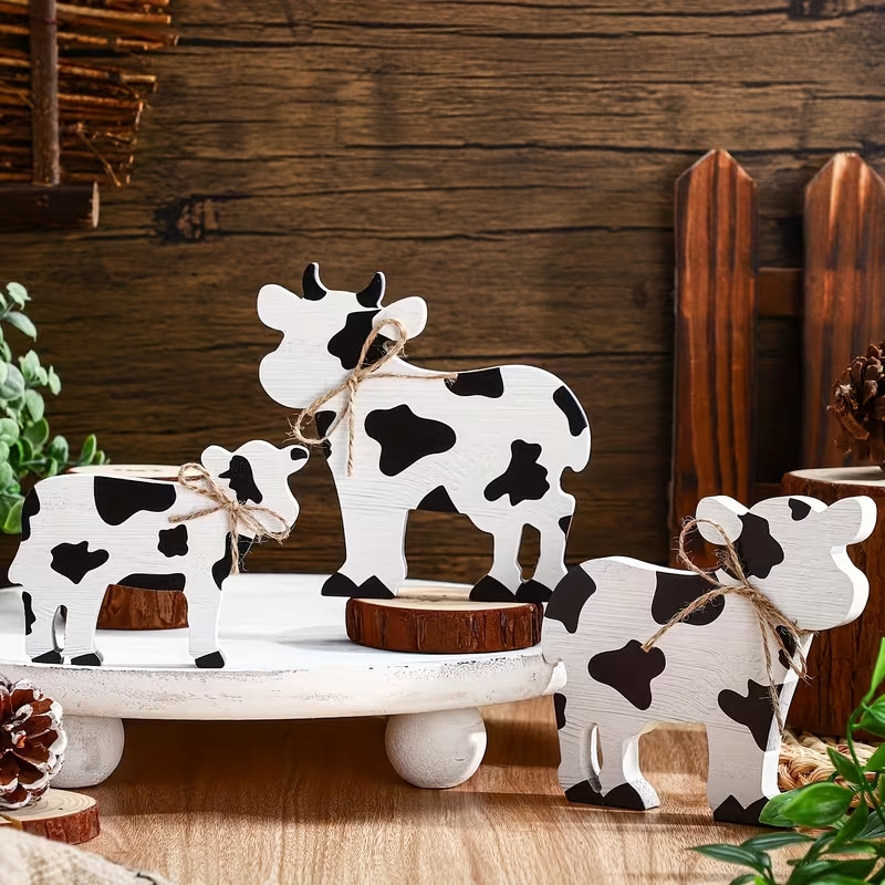 3 cows, Wooden Table Decorations