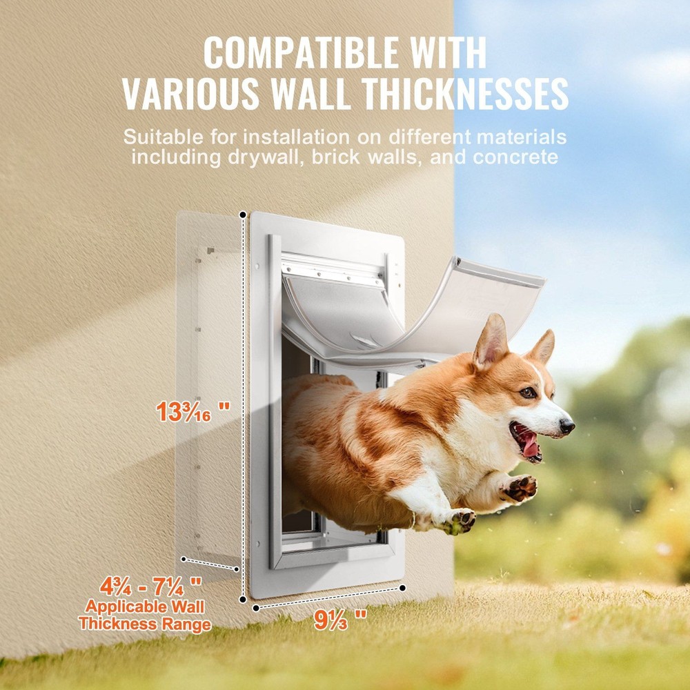 Quick Install Pet Door with Pre Marked Template and Secure Frame Black