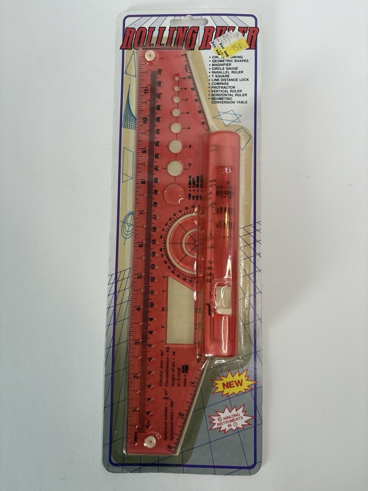 Vintage Parallel Rolling Ruler Universal Angle Rule Balancing Scale Drawing 12”
