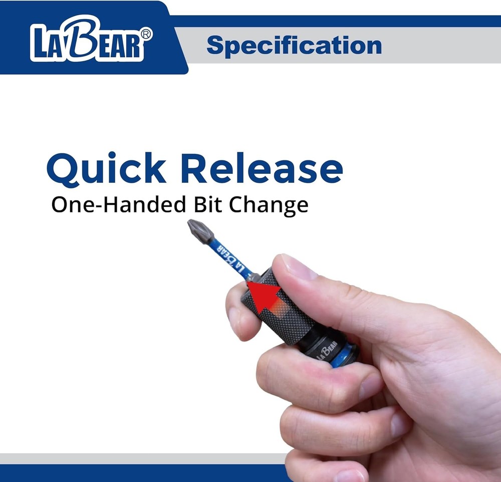 3/8" to 1/4" Hex Impact Adapter with Quick Release & Adjustable Screw, Cr-Mo ...