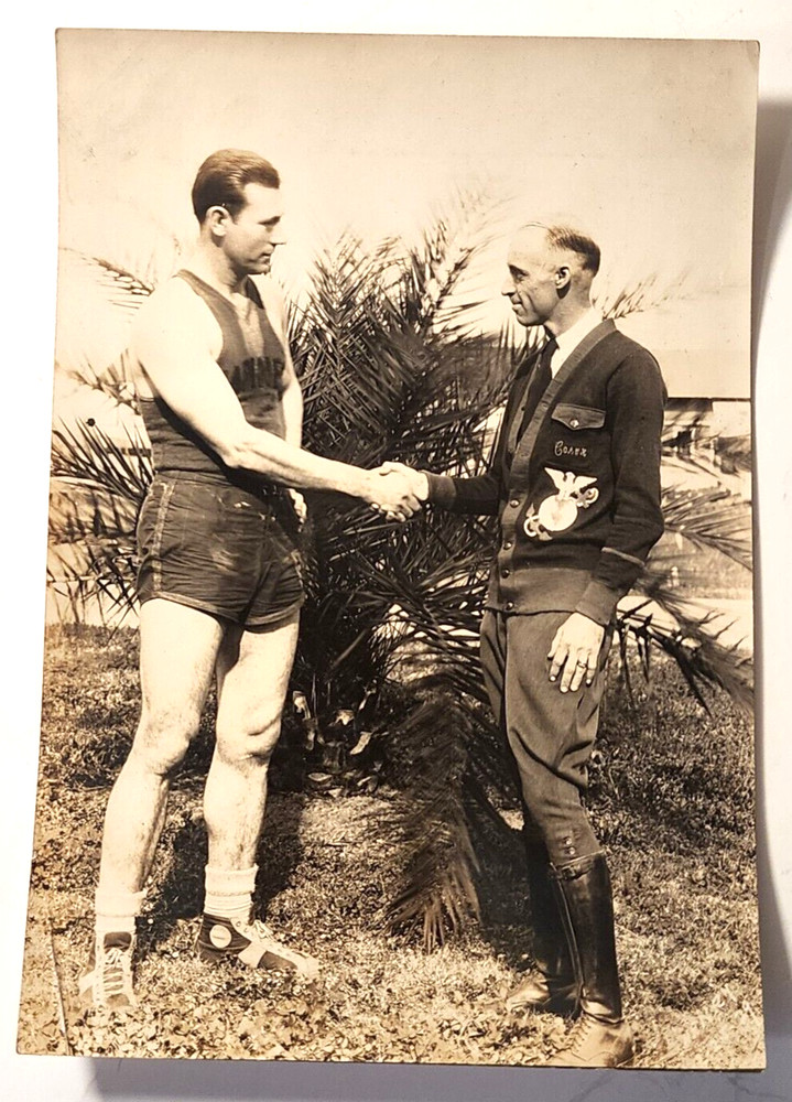 1920's USMC MARINE CORPS ATHELETE with COACH PHOGRAPH