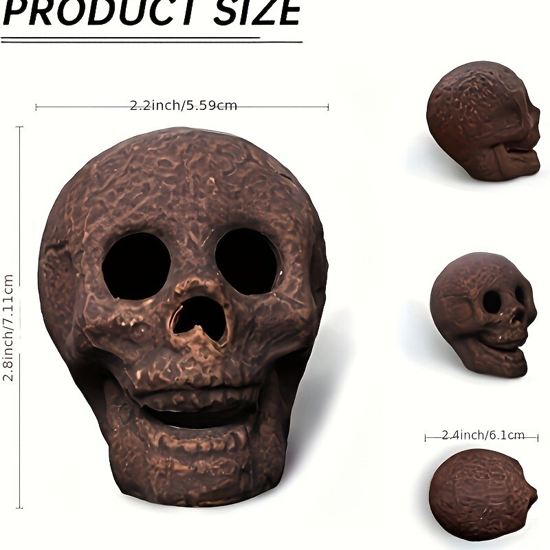 1pc Halloween Firepit Skull Fire Logs, Mitated Human Skull Ceramic, Fireproof Sk