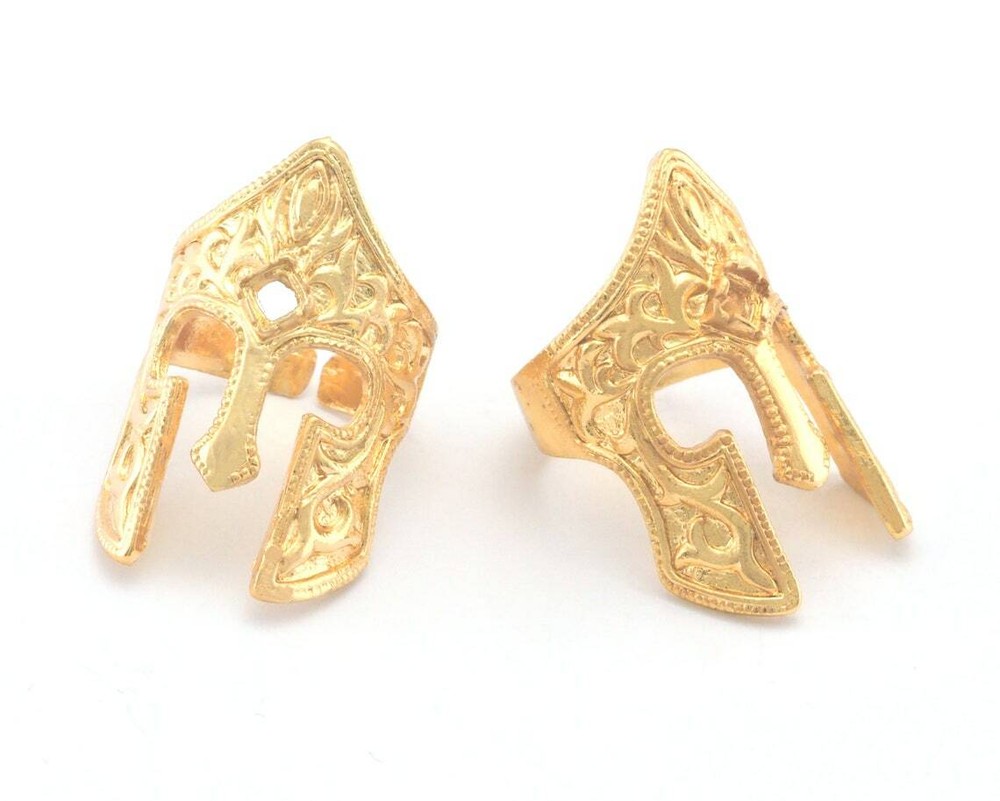 Ring Helmet Adjustable Ring Setting - Shiny Gold Plated Brass 18.5mm 8.5US 2531