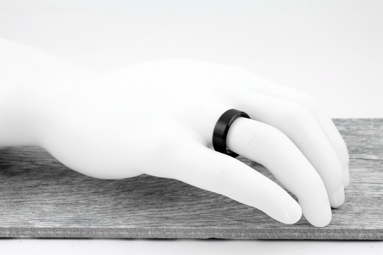 6/8mm Black Titanium Men's Brushed Finish Stripe Wedding Band Ring Size 5-15