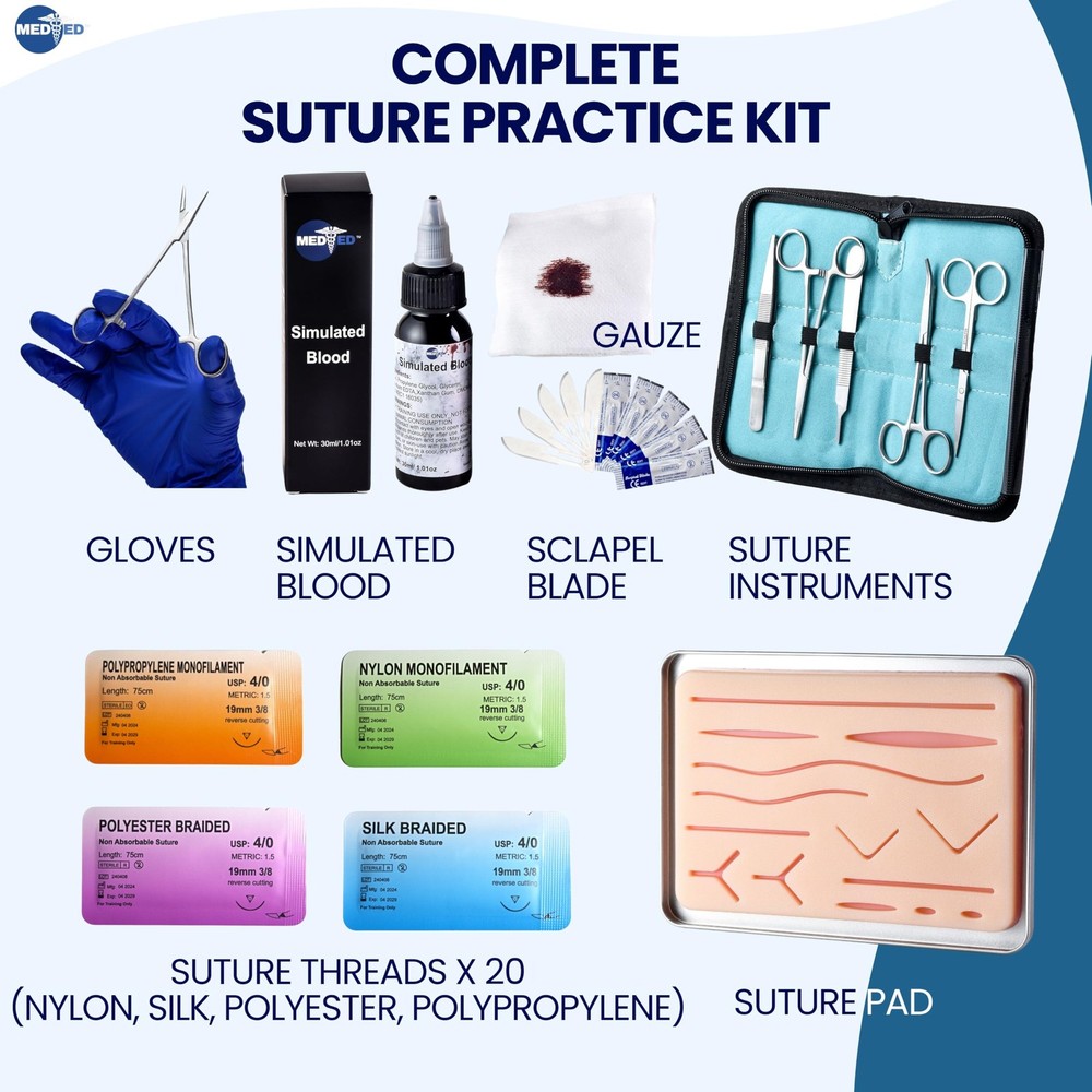 MEDED Suture Practice Kit with Blood | Realistic Complete Suture Practice Kit...