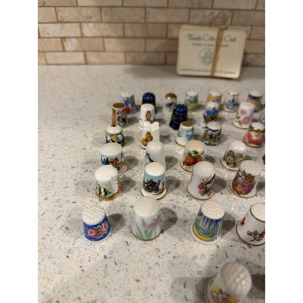 Sewing Thimble Hand Painted Porcelain bundle