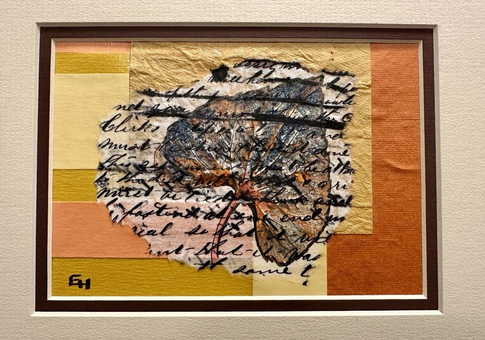 Mixed Media Collage Botanical Leaf Art pair