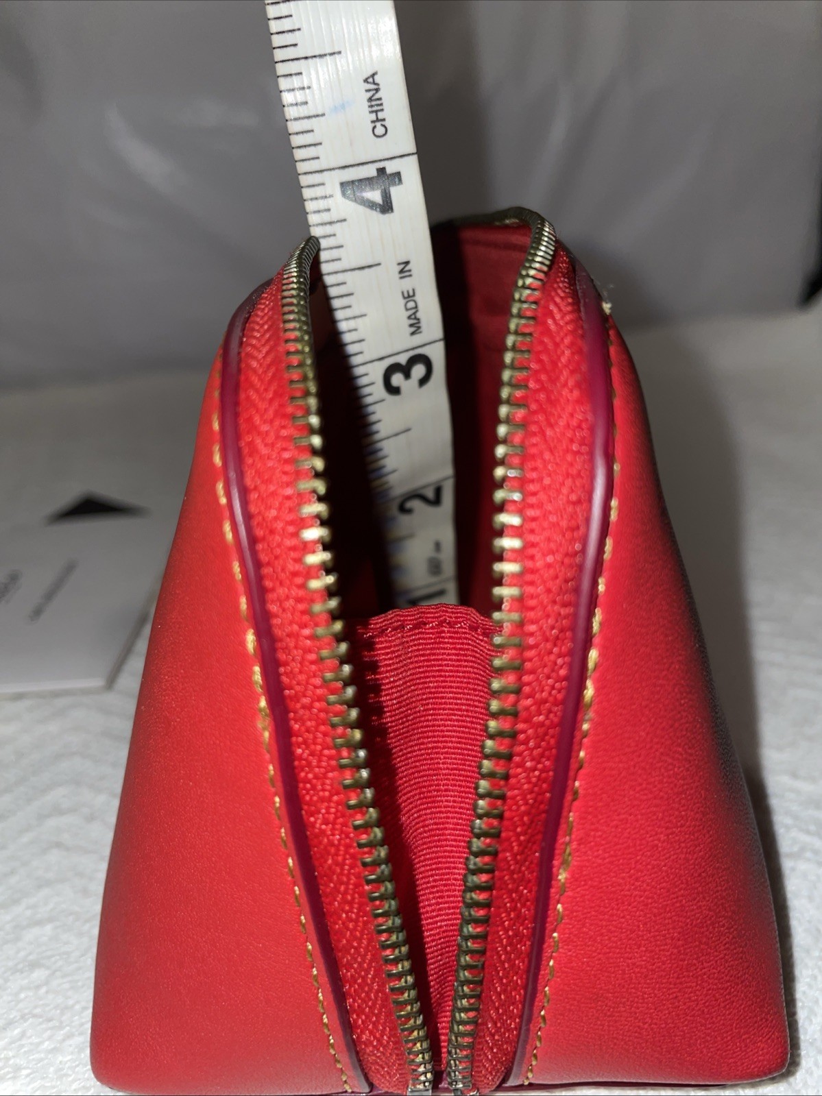 New Authentic Coach/Disney Red Leather Mickey Mouse Makeup Pouch