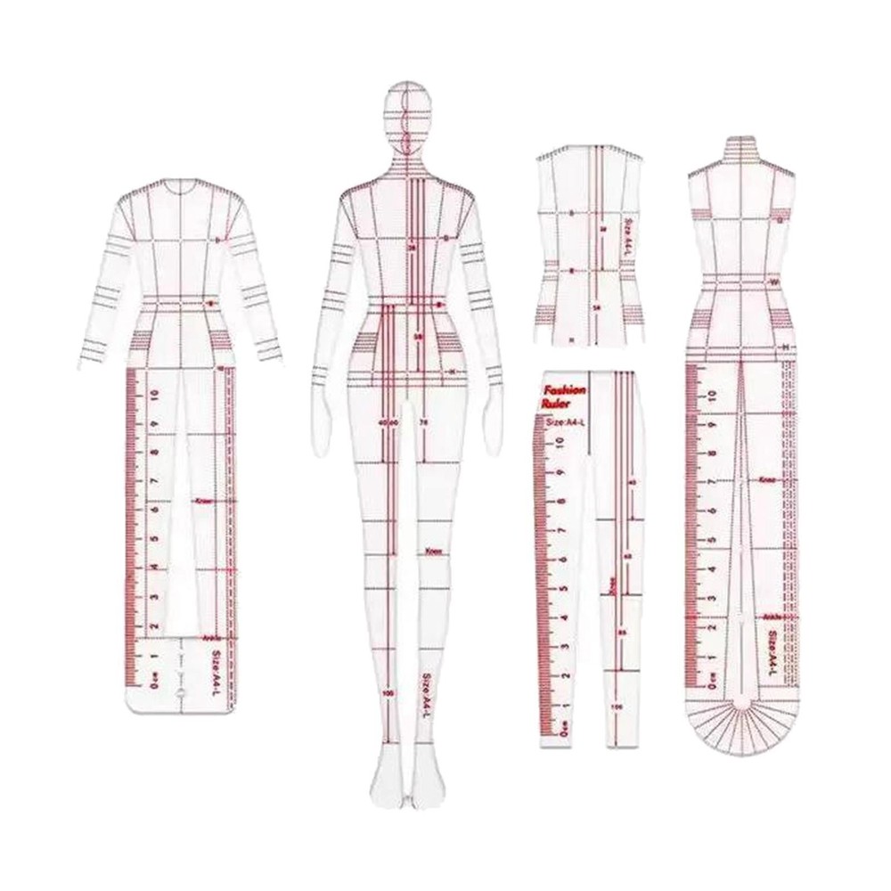 Drawing Template for Fashion Design 4 Models Ruler Set Template Patterns for DIY