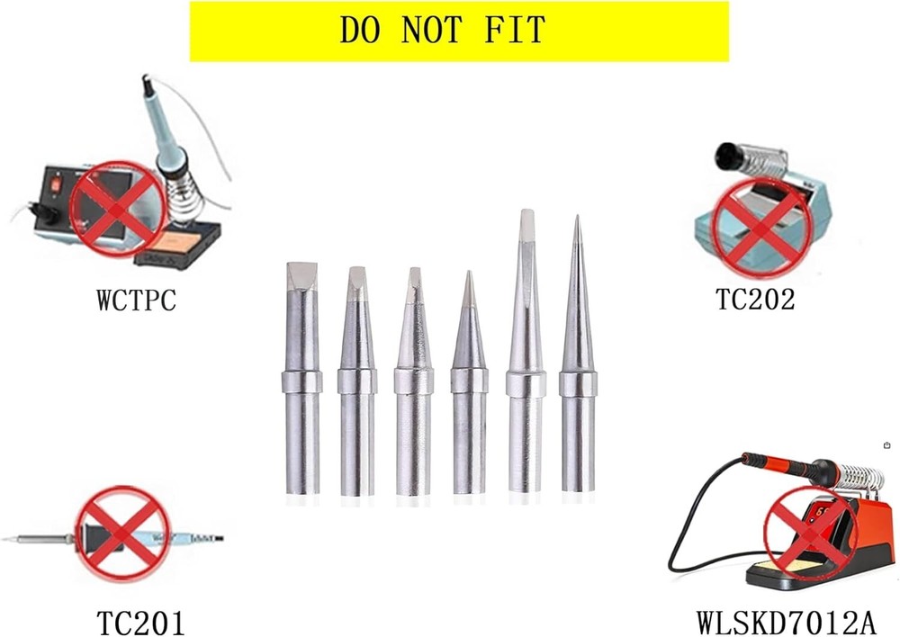 6-Piece Soldering Tips Set for Weller ET Series - Precision Copper Replacement