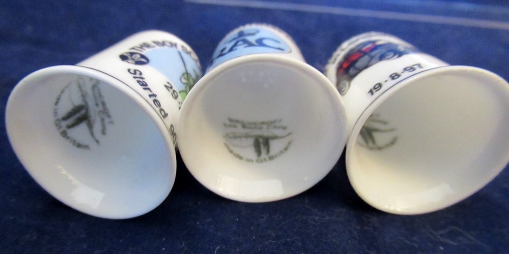 7 x China Thimbles Mixed Designs NASA RAC Internet Boy Scouts Solar Eclipse