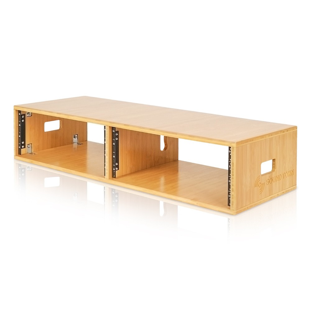 Sound Town DIY 2 x 4U Studio Rack, Solid Carbonized Bamboo (STBR-D4)