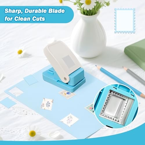 Stamp Punch for Crafting, 1 x 0.8 Inch Rectangular Postage Stamp Punch, Craft