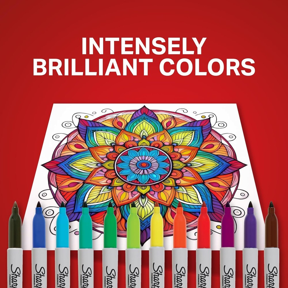 Sharpie Permanent Markers, Fine Tip, 12 Count - Quick Drying, Fade Resistant, Ar