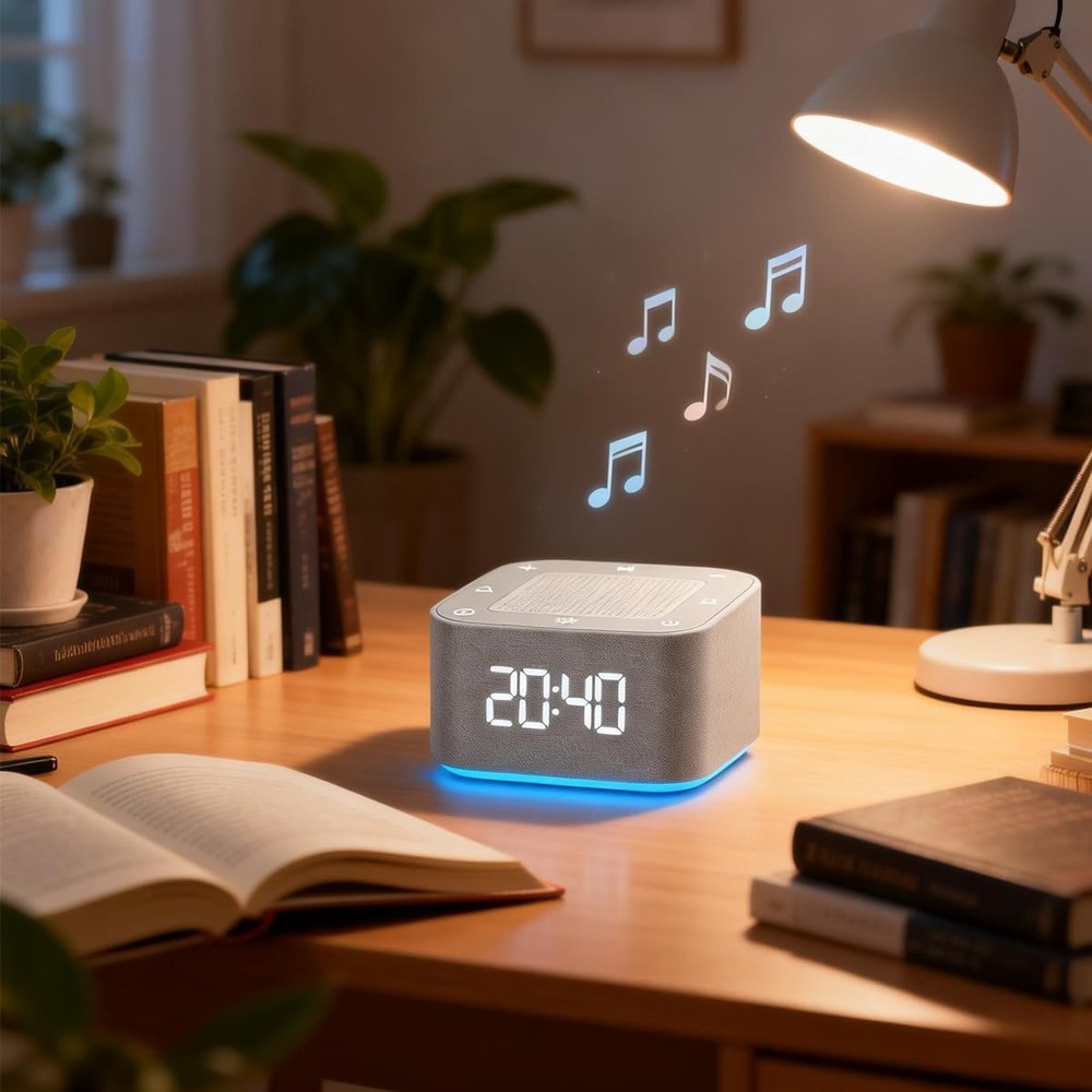 Smart White Noise Machine with Bluetooth & Digital Clock 32 Sounds for Sleep